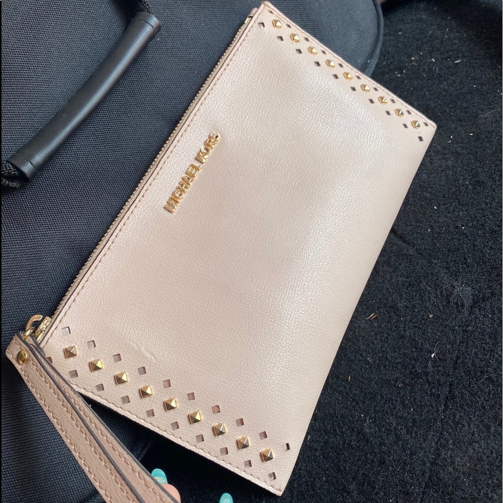 Michael Kors blush studded clutch
